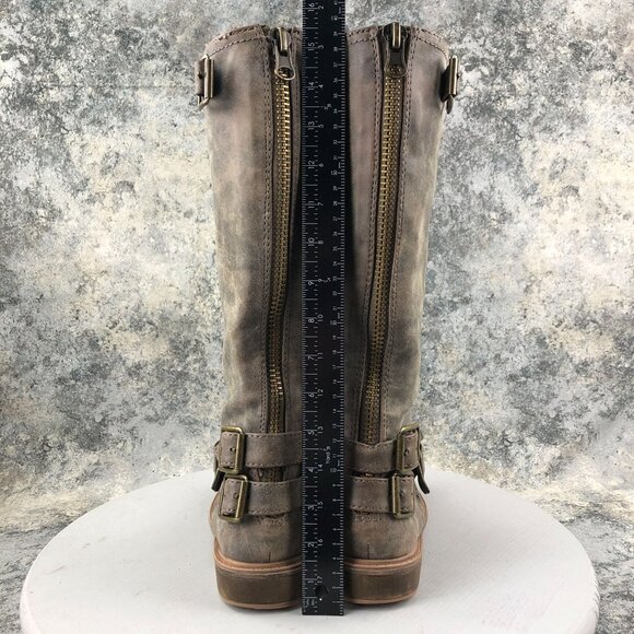 Nine West Women's Size 7M MOTOL1 Brown Faux Leather Back Zip Harness Boots *FLAW - Picture 8 of 16